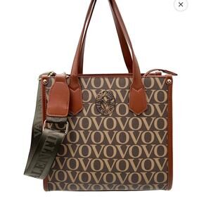 Valentino Orlando Medium gold & brown Monogram Tote Bag MSRP $200 NWT